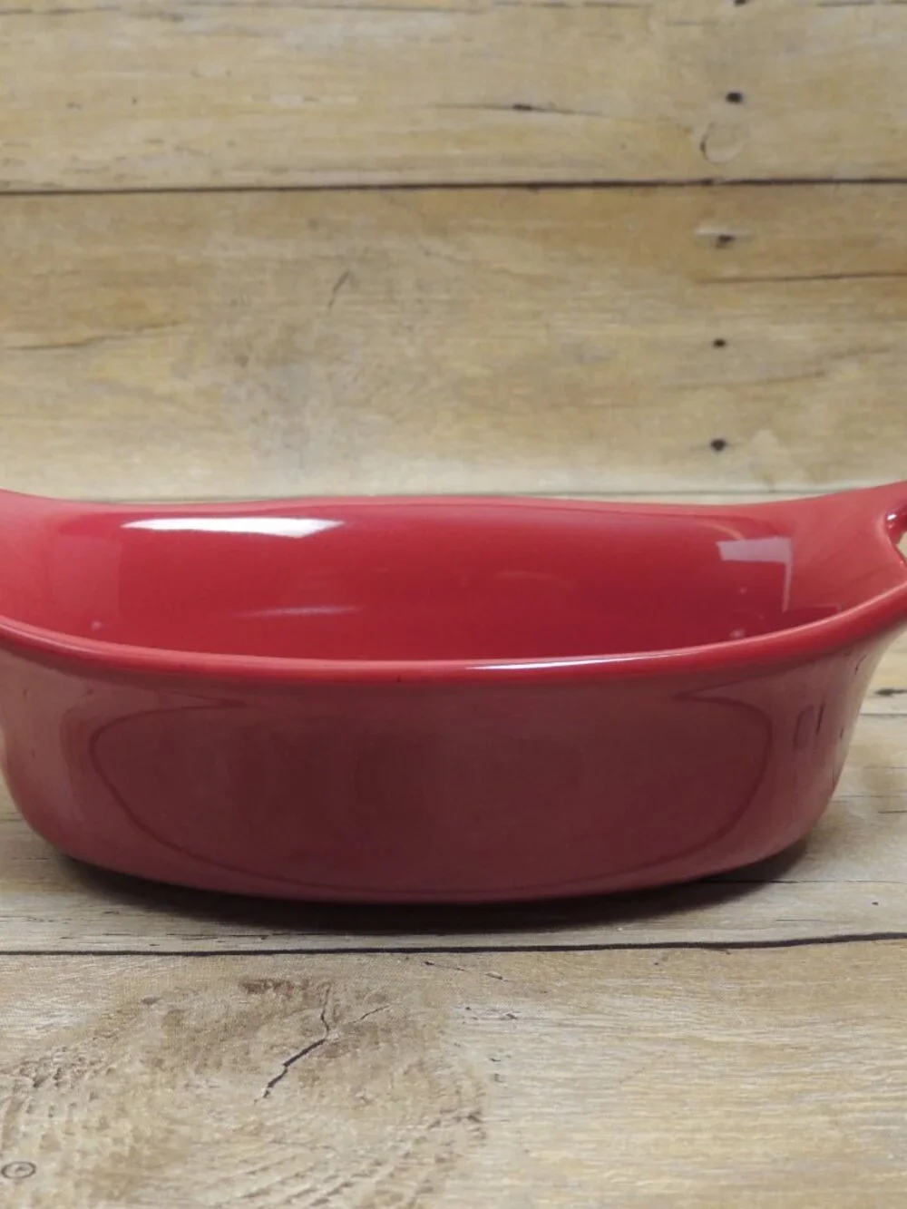 Rachael Ray Glazed Stoneware Red Oval Casserole Baking Dish 2 Handles 12 oz